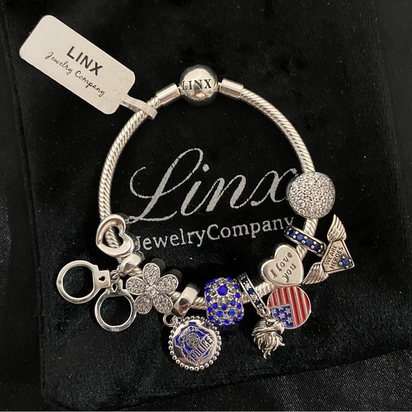 Linx Snake Chain Bracelet with Police Officer Themed Charms - Picture 2 of 6